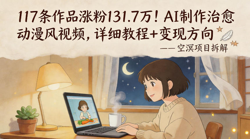 117条作品涨粉131.7W！AI制作治愈动漫风视频，详细教程+变现方向-超级会员网