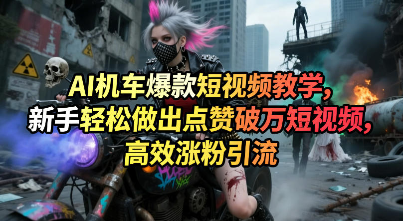AI机车爆款短视频教学，新手轻松做出点赞破万短视频，高效涨粉引流-超级会员网