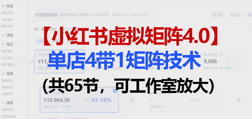 小红书虚拟矩阵4.0技术：单店4带1矩阵(共65节，可工作室放大)-超级会员网