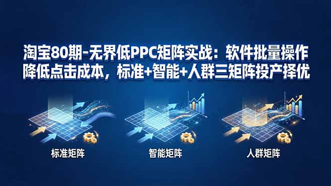 淘宝80期-无界低PPC矩阵实战：软件批量操作降低点击成本，标准+智能+人群三矩阵投产择优-超级会员网