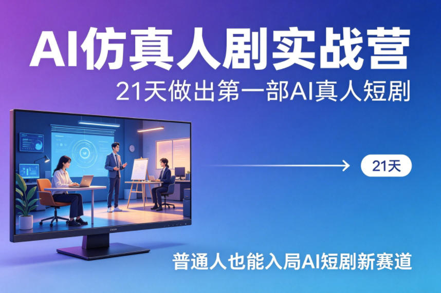 AI仿真人剧实战营，21天做出第一部AI真人短剧，普通人也能入局AI短剧新赛道-超级会员网