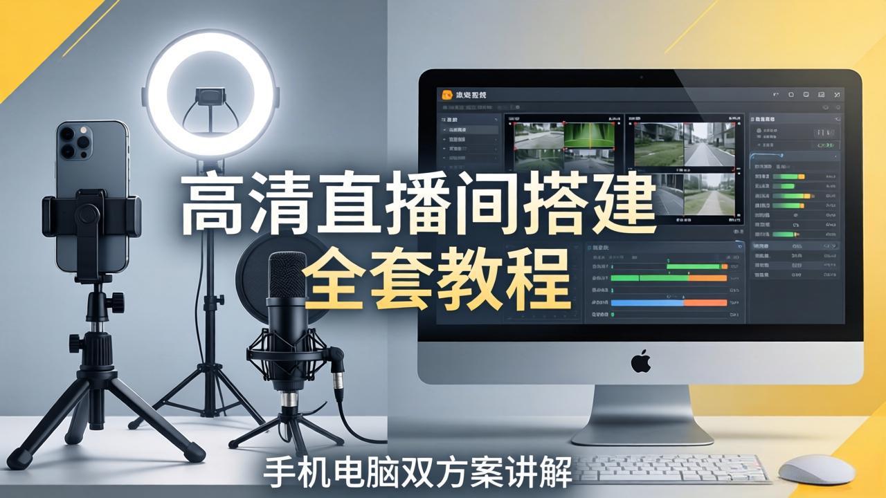高清直播间搭建全套教程，手机电脑双方案讲解，设备选型调试多机位实操教学-超级会员网