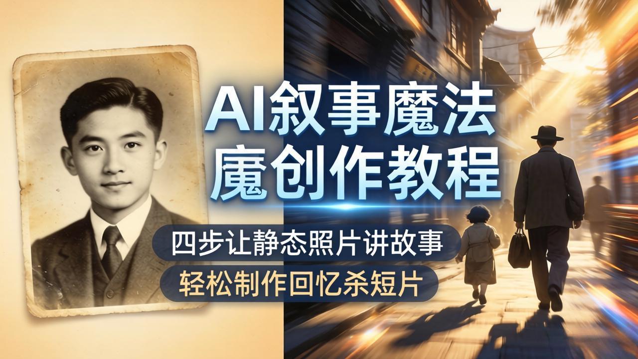 AI叙事魔法创作教程，四步让静态照片讲故事，老照片修复加动态特效，轻松制作回忆杀短片-超级会员网