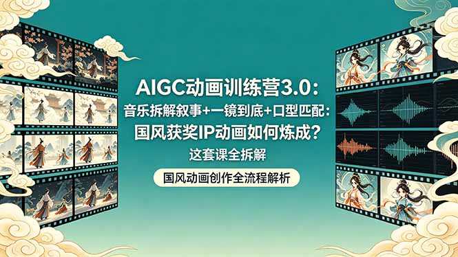 AIGC动画训练营3.0：音乐拆解叙事+一镜到底+口型匹配：国风获奖IP动画如何炼成？这套课全拆解-超级会员网