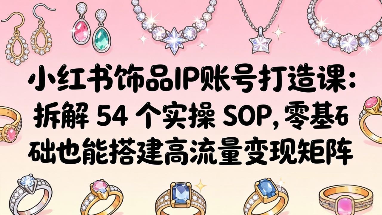 小红书饰品IP账号打造课：拆解 54 个实操 SOP，零基础也能搭建高流量变现矩阵-超级会员网