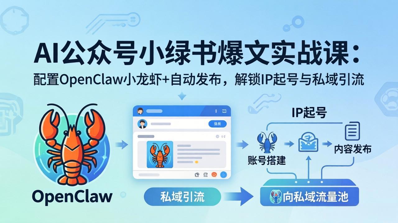 AI公众号小绿书变现实战课：小绿书爆文写作+OpenClaw自动发布，解锁IP起号与私域引流-超级会员网