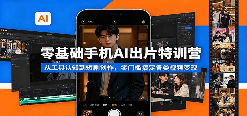 零基础手机AI出片特训营：从工具认知到短剧创作，零门槛搞定各类视频变现-超级会员网