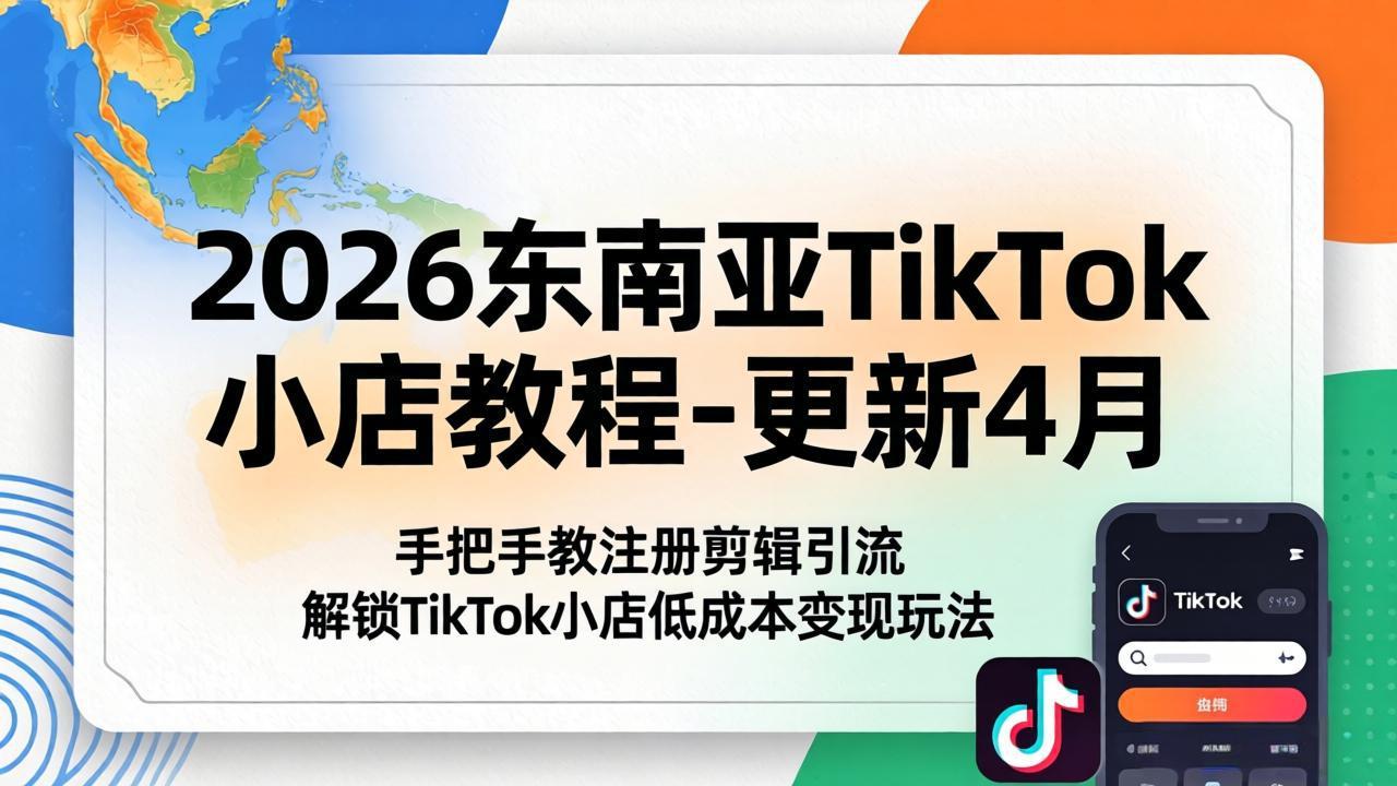 2026东南亚TikTok小店教程-更新4月，手把手教注册剪辑引流，解锁TikTok小店低成本变现玩法-超级会员网