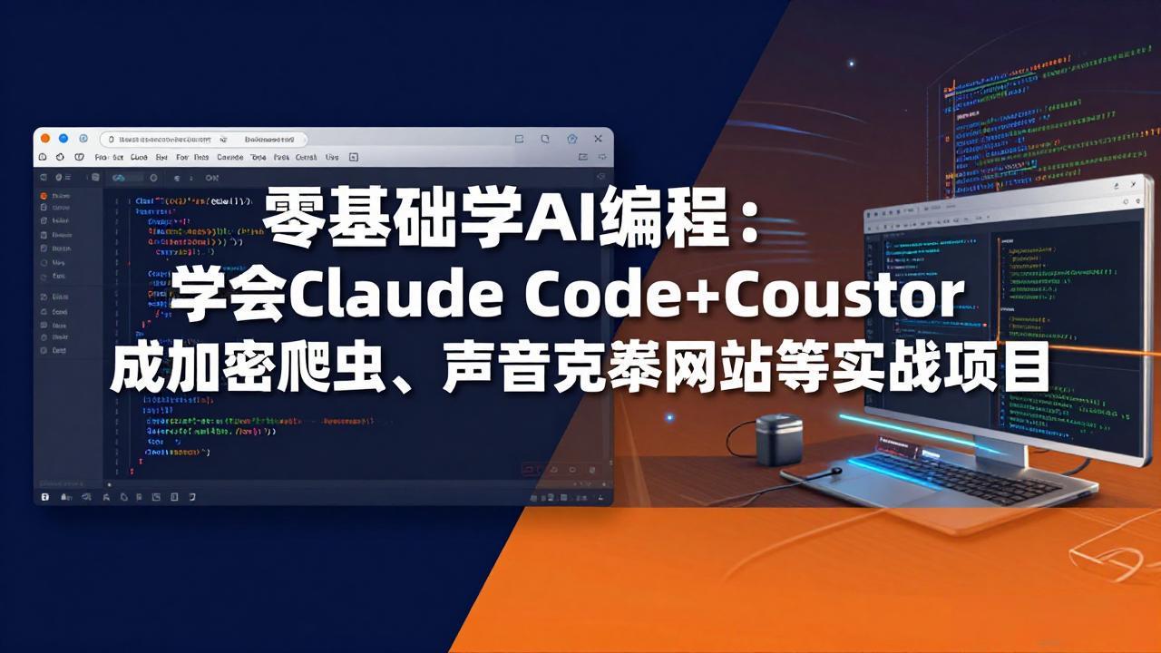 零基础学AI编程：学会Claude Code+Cursor完成加密爬虫、声音克隆网站等实战项目-超级会员网