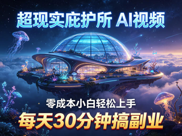 超现实庇护所AI视频项目拆解，零成本小白轻松上手，每天30分钟搞副业-超级会员网