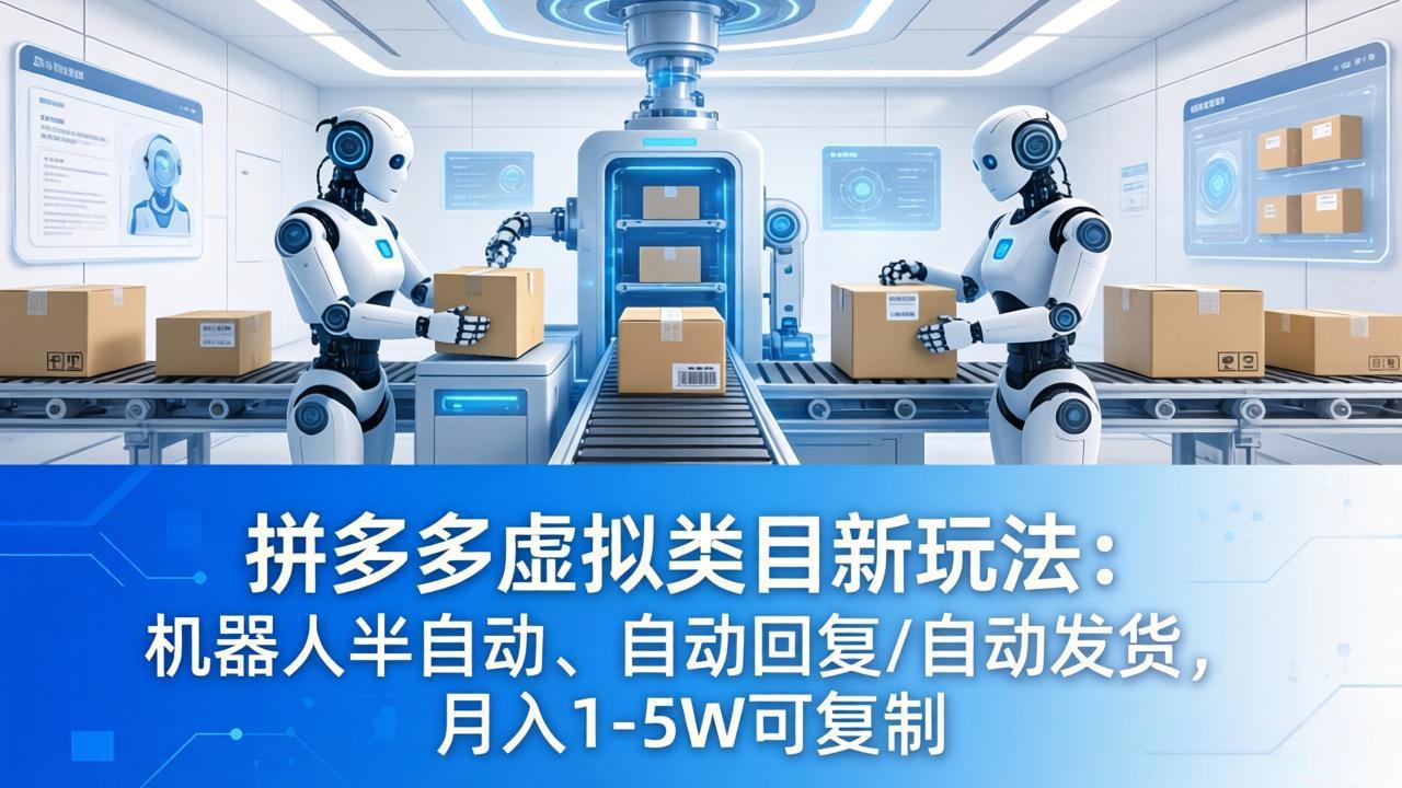 拼多多虚拟类目新玩法：机器人半自动、自动回复 /自动发货，月入 1-5W 可复制-超级会员网