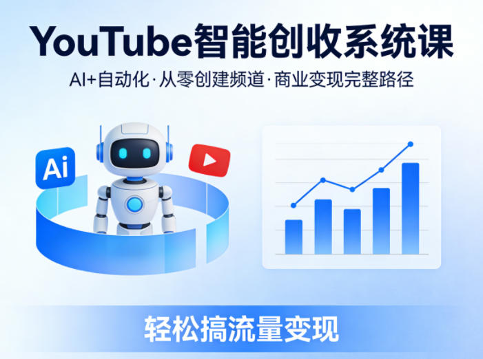 YouTube智能创收系统课，AI+自动化，从零创建YouTube频道并实现商业变现的完整路径，轻松搞流量变现-超级会员网