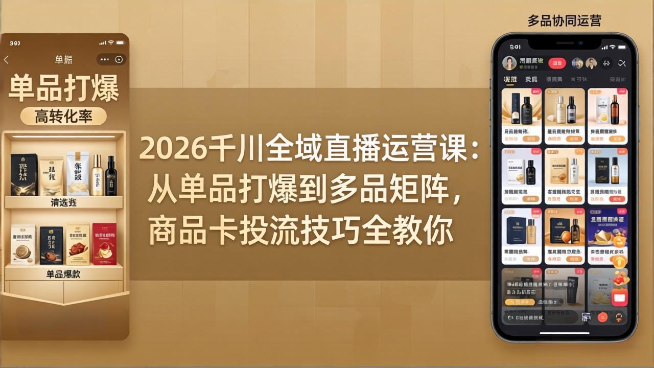 2026千川全域直播运营课：从单品打爆到多品矩阵，商品卡投流技巧全教你-超级会员网