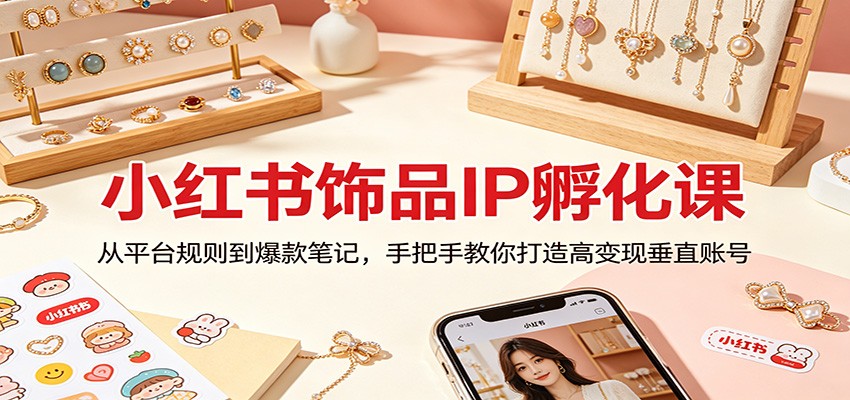 小红书饰品IP孵化课：从平台规则到爆款笔记，手把手教你打造高变现垂直账号-超级会员网