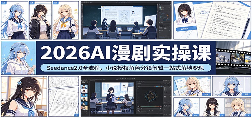 2026AI漫剧实操课：Seedance2.0全流程，小说授权角色分镜剪辑一站式落地变现-超级会员网