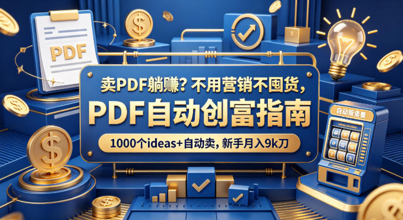 卖PDF躺賺？不用营销不囤货，PDF自动创富指南，1000个ideas+自动卖，新手月入9k刀【原创双语字幕】-超级会员网