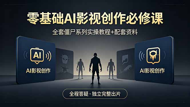 零基础AI影视创作必修课，全套僵尸系列实操教程加配套资料，全程答疑带你独立完整出片-超级会员网