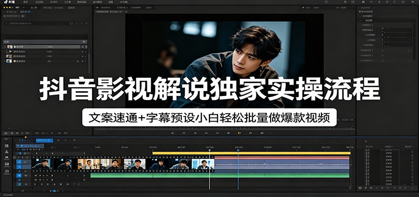 抖音影视解说独家实操流程，文案速通+字幕预设小白轻松批量做爆款视频-超级会员网