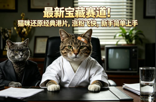 最新宝藏赛道！猫咪还原经典港片，涨粉飞快，新手简单上手-超级会员网