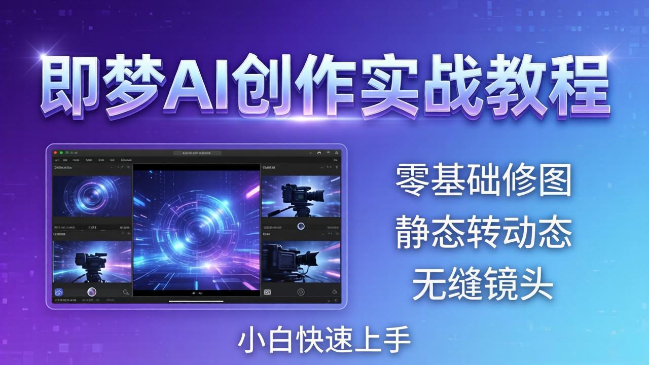 即梦AI创作实战教程，从零基础修图到AI导演，实战教学静态转动态+无缝镜头，小白快速上手-超级会员网