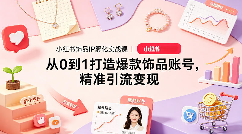小红书饰品IP孵化实战课｜从0到1打造爆款饰品账号，精准引流变现-超级会员网