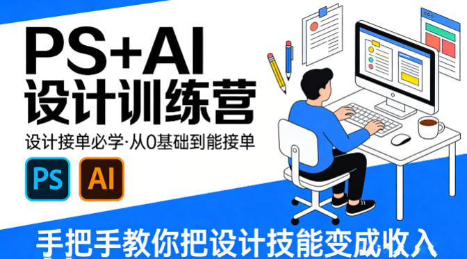 设计接单必学，PS+AI设计训练营，从0基础到能接单，手把手教你把设计技能变成收入-超级会员网