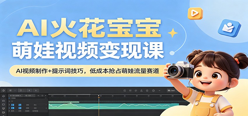AI火花宝宝萌娃视频变现课：AI视频制作+提示词技巧，低成本抢占萌娃流量赛道-超级会员网