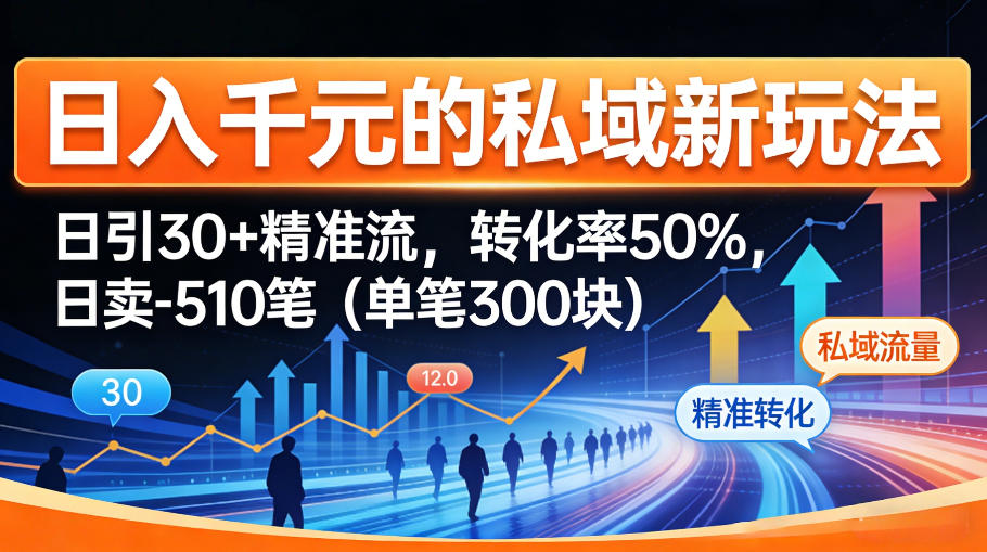日入千米的私域新玩法：日引30＋精准流，转化率50%，日卖5-10笔(单笔300米)-超级会员网