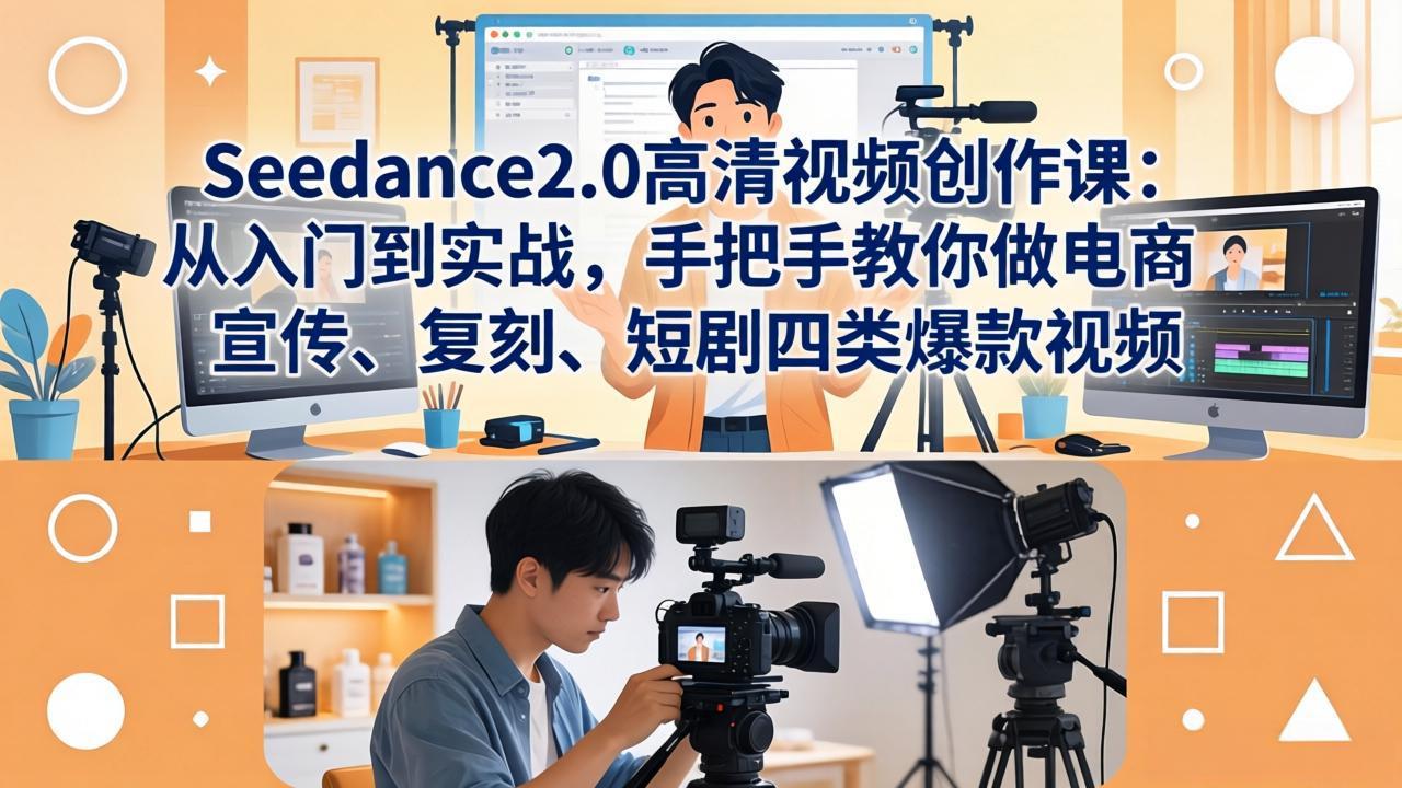Seedance2.0高清视频创作课：从入门到实战，手把手教你做电商、宣传、复刻、短剧四类爆款视频-超级会员网