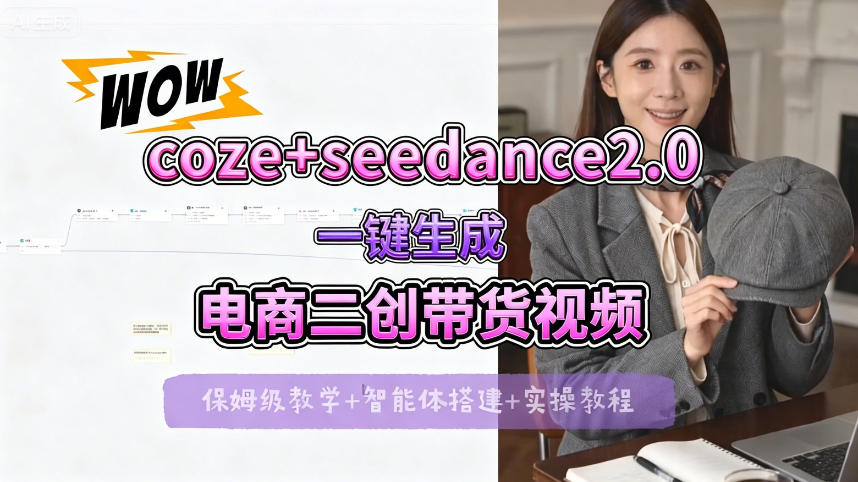 【Coze工作流搭建实操教程】seedance2.0+coze一键生成电商二创带货视频，全流程保姆级教学-超级会员网