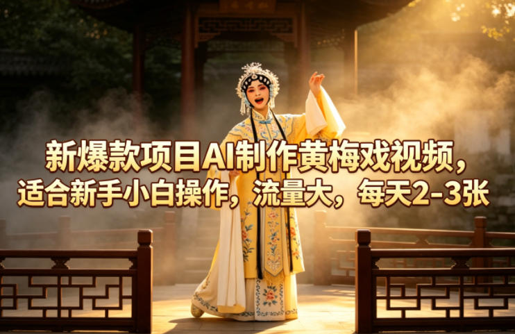 新爆款项目AI制作黄梅戏视频，适合新手小白操作，流量大，每天2-3张-超级会员网