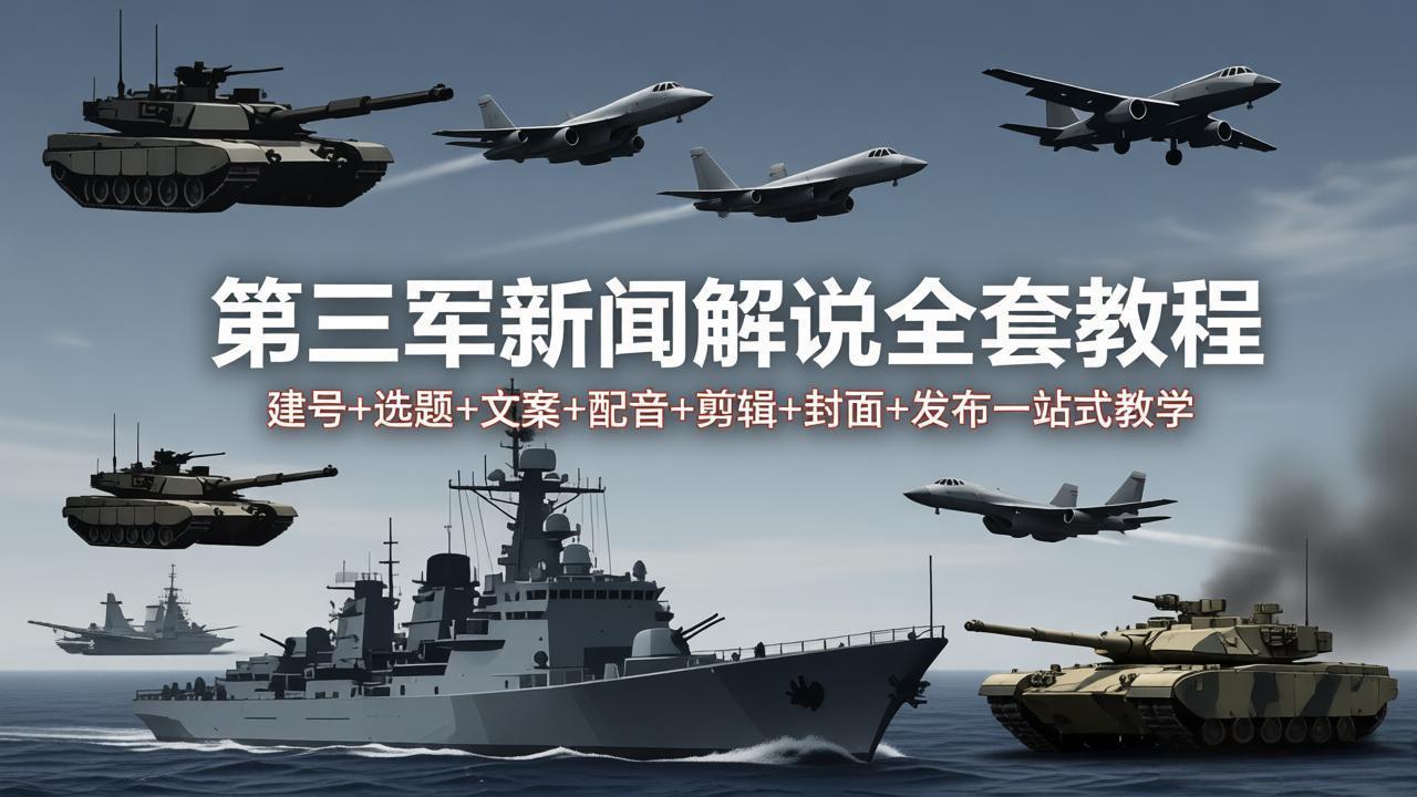 第三军迷新闻解说全套教程：建号+选题+文案+配音+剪辑+封面+发布一站式教学-超级会员网