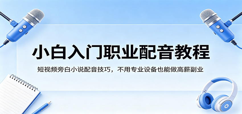 小白入门职业配音教程，短视频旁白小说配音技巧，不用专业设备也能做高薪副业-超级会员网