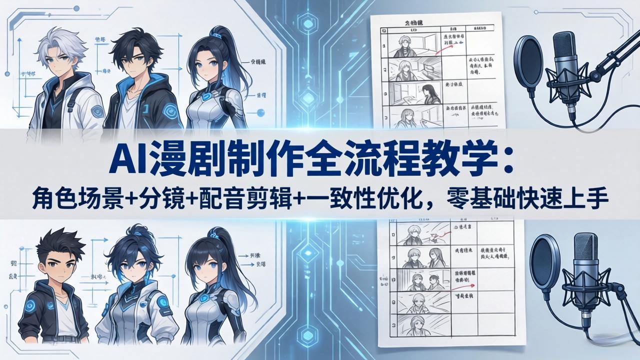 AI漫剧制作全流程教学：角色场景+分镜+配音剪辑+一致性优化，零基础快速上手-超级会员网