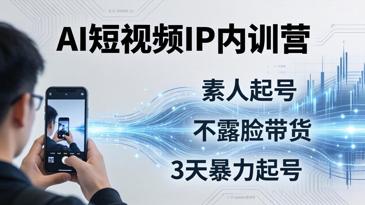 2026AI短视频IP内训营：从素人起号到不露脸带货，3天暴力起号全流程拆解-超级会员网