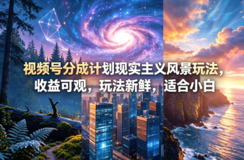 视频号分成计划现实主义风景玩法，收益可观，玩法新鲜，适合小白-超级会员网