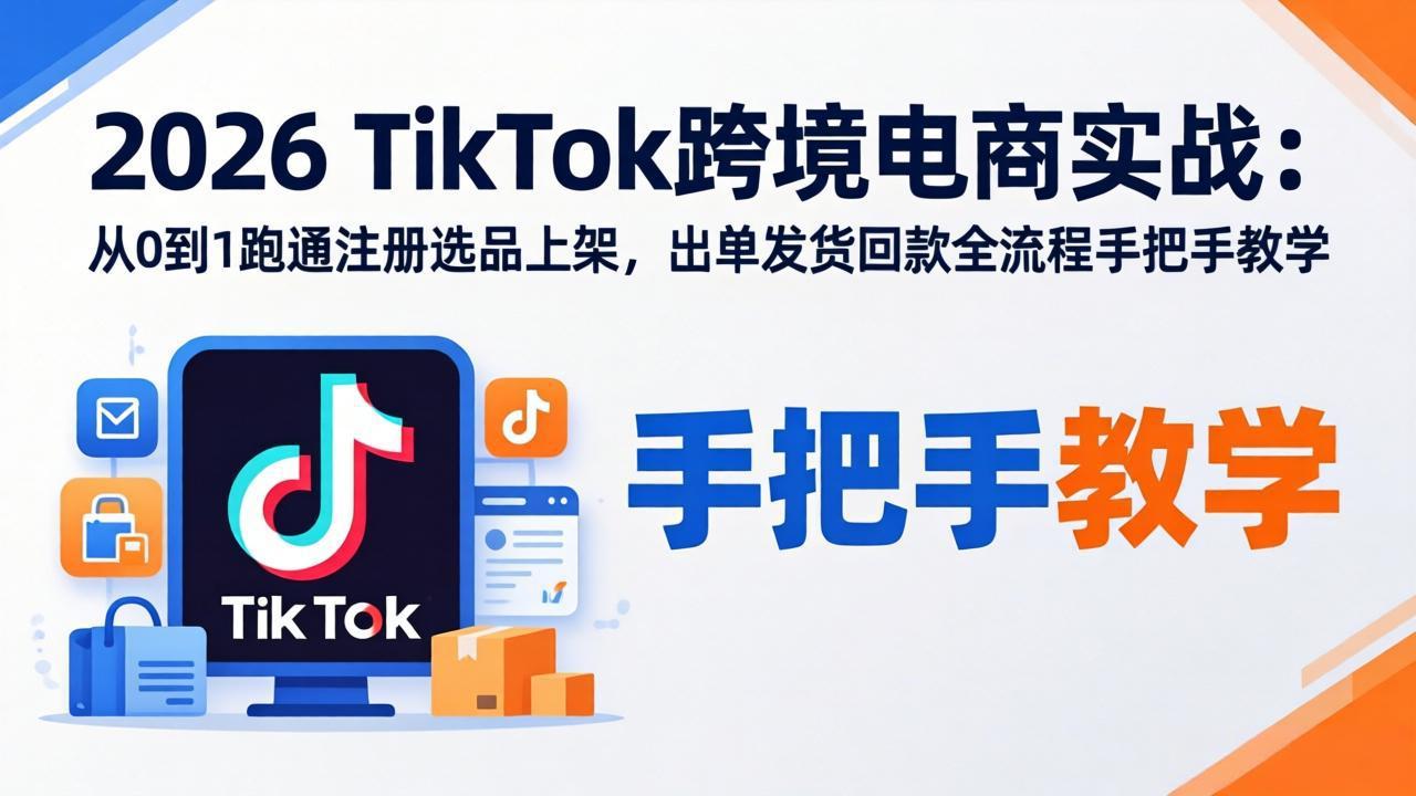 2026TikTok跨境电商实战-更新：从0到1跑通注册选品上架，出单发货回款全流程手把手教学-超级会员网