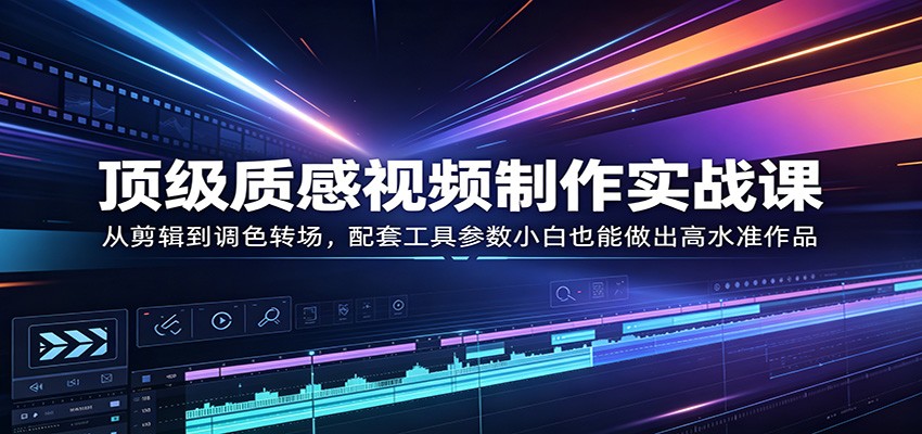 顶级质感视频制作实战课：从剪辑到调色转场，配套工具参数小白也能做出高水准作品-超级会员网