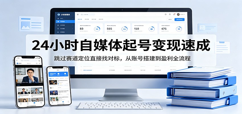 24小时自媒体起号变现速成，跳过赛道定位直接找对标，从账号搭建到盈利全流程-超级会员网