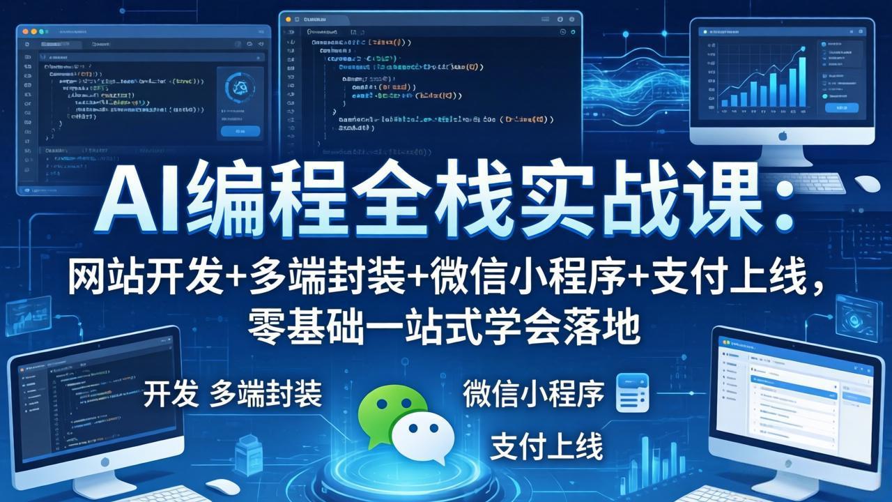 AI编程全栈实战课：网站开发+多端封装+微信小程序+支付上线，零基础一站式学会落地-超级会员网