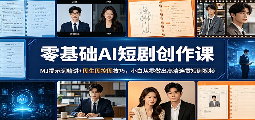 零基础AI短剧创作课：MJ提示词精讲+图生图控图技巧，小白从零做出高清连贯短剧视频-超级会员网