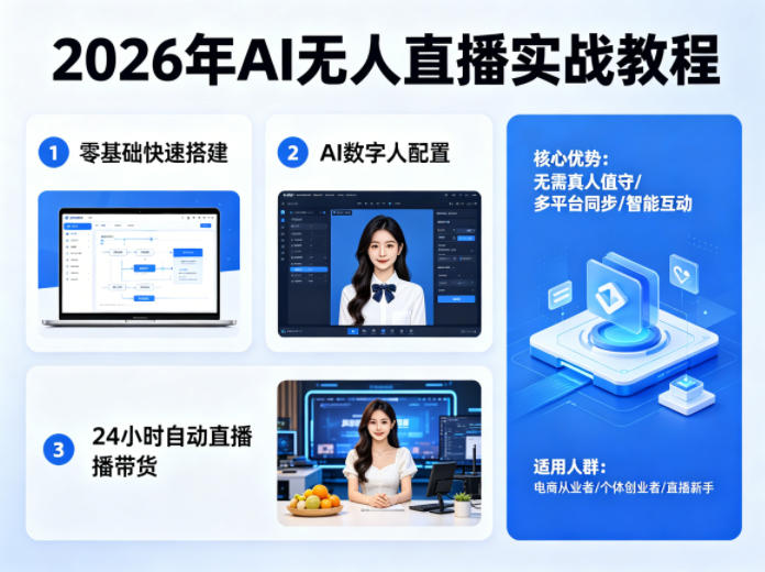 2026年AI无人直播实战教程，零基础也能快速搭建AI数字人无人直播间，实现24小时自动直播带货-超级会员网