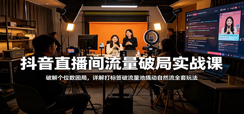 抖音直播间流量破局实战课：破解个位数困局，详解打标签破流量池撬动自然流全套玩法-超级会员网