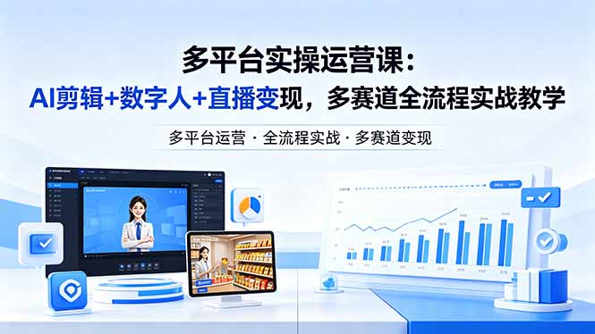 某团队多平台实操运营课-更新26年4月29：AI剪辑+数字人+直播变现，多赛道全流程实战教学-超级会员网