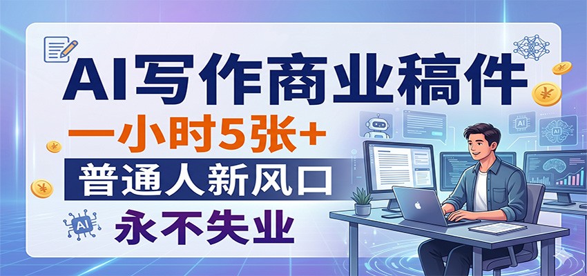 AI写作商业稿件，一小时5张+，普通人新风口，永不失业-超级会员网