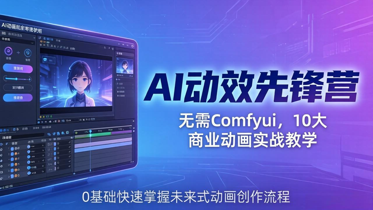 AI 动效先锋营：无需Comfyui，10大商业动画实战教学，0基础快速掌握未来式动画创作流程-超级会员网