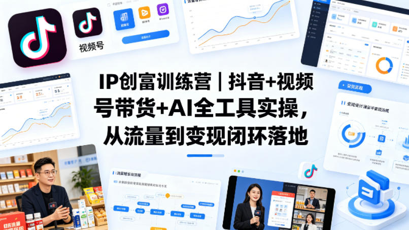 IP创富训练营｜抖音+视频号带货+AI全工具实操，从流量到变现闭环落地-超级会员网