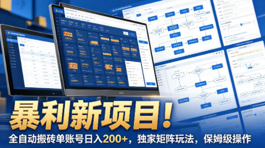 暴利新项目！全自动搬砖单账号日入200+，独家矩阵玩法，保姆级操作【揭秘】-超级会员网