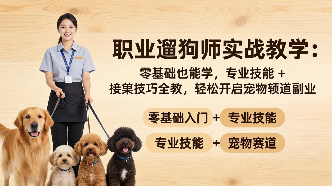 职业遛狗师实战教学：零基础也能学，专业技能 + 接单技巧全教，轻松开启宠物赛道副业-超级会员网
