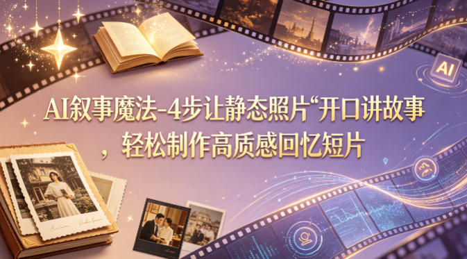 AI叙事魔法-4步让静态照片“开口讲故事”，轻松制作高质感回忆短片-超级会员网